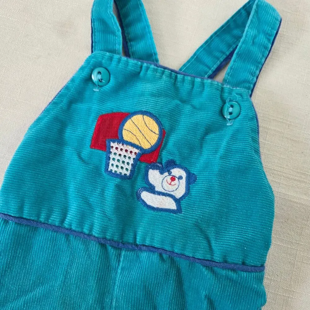 Vintage Healthtex Basketball Bear Overalls 9-12 months - Picture 2 of 6